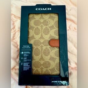 Coach Iphone 15 Pro Max Folio In Signature Canvas